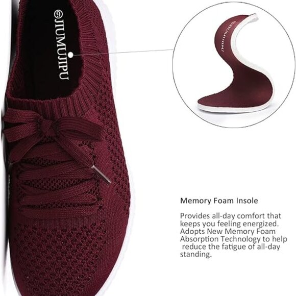 Women's Burgundy Athletic Shoes - Picture 4 of 6